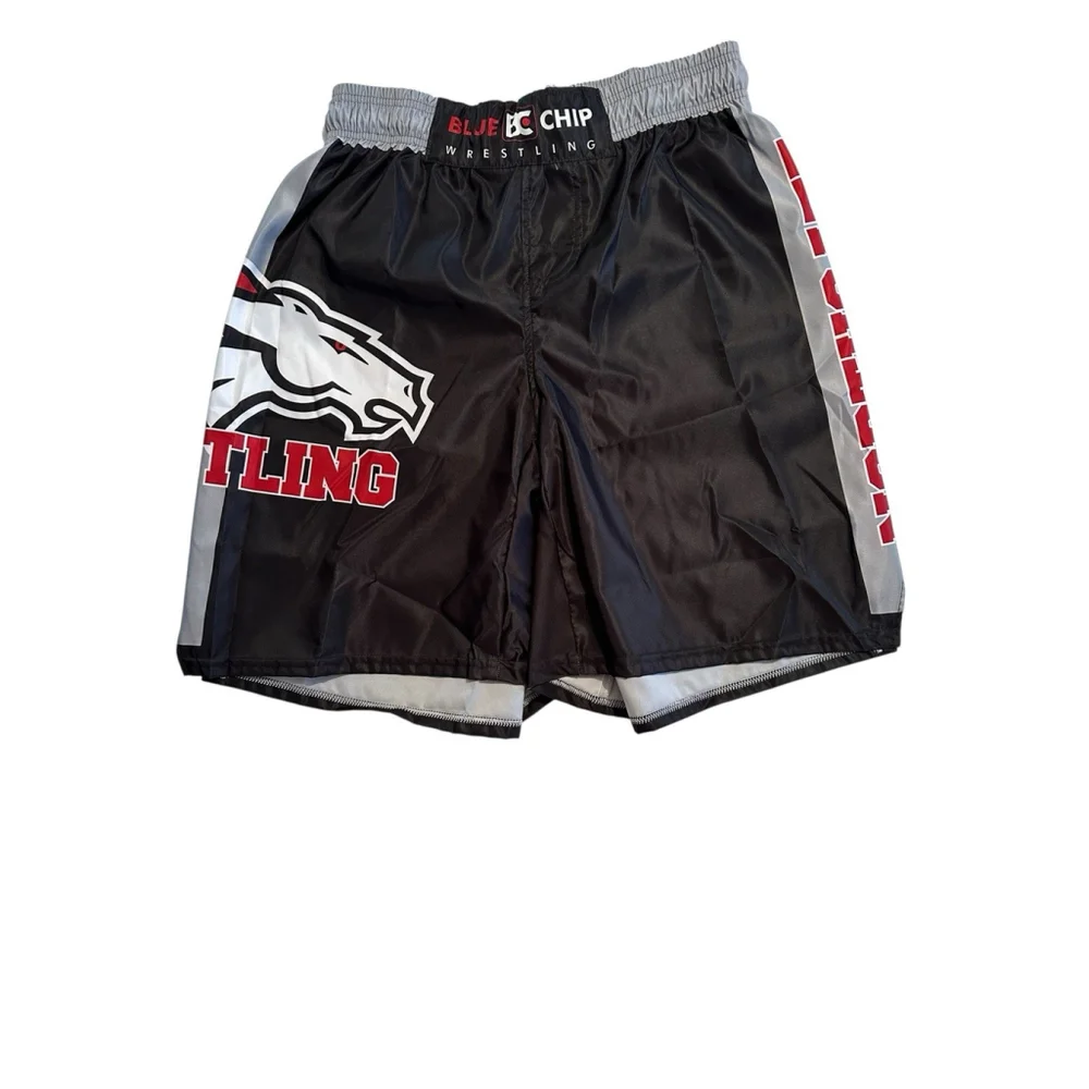 Wrestling Shorts With Drawstring Boys Large Black Polyester Bronco Horse
